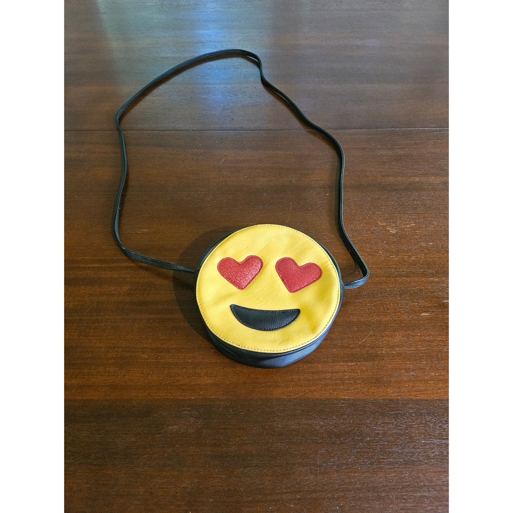 Emoji Crossbody Bag Women Small Yellow Heart Eyes Glitter Novelty